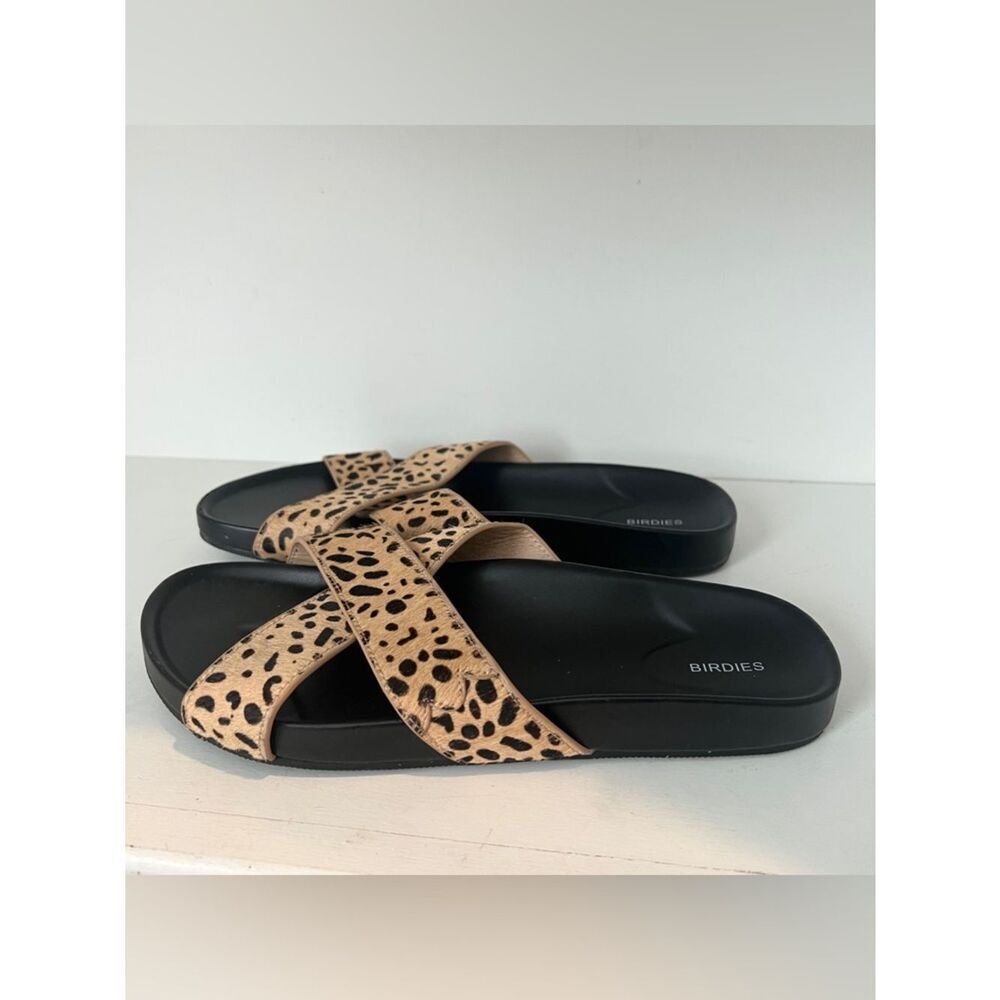 Birdies Robin Cheetah Calf Hair Slides 7
